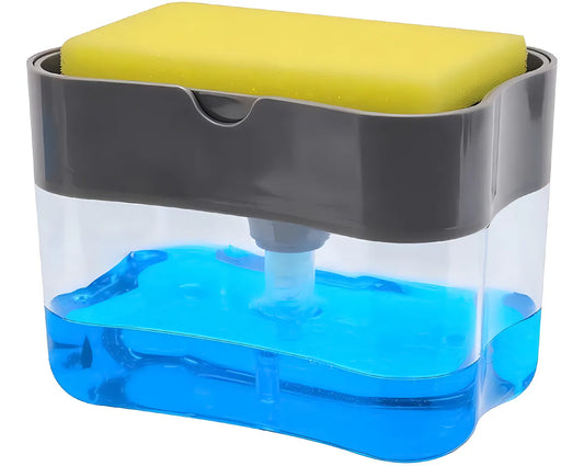Dispensador de jabón 2x1, soporte para esponja de detergente