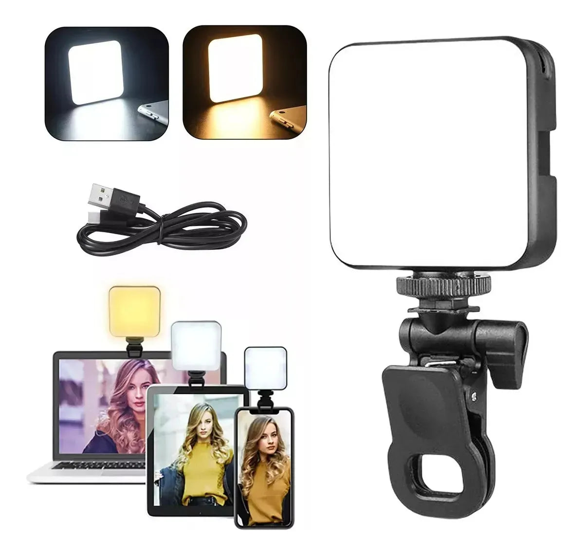 Luz LED Selfie Con Clip Ajustable Smartphone Fotografía