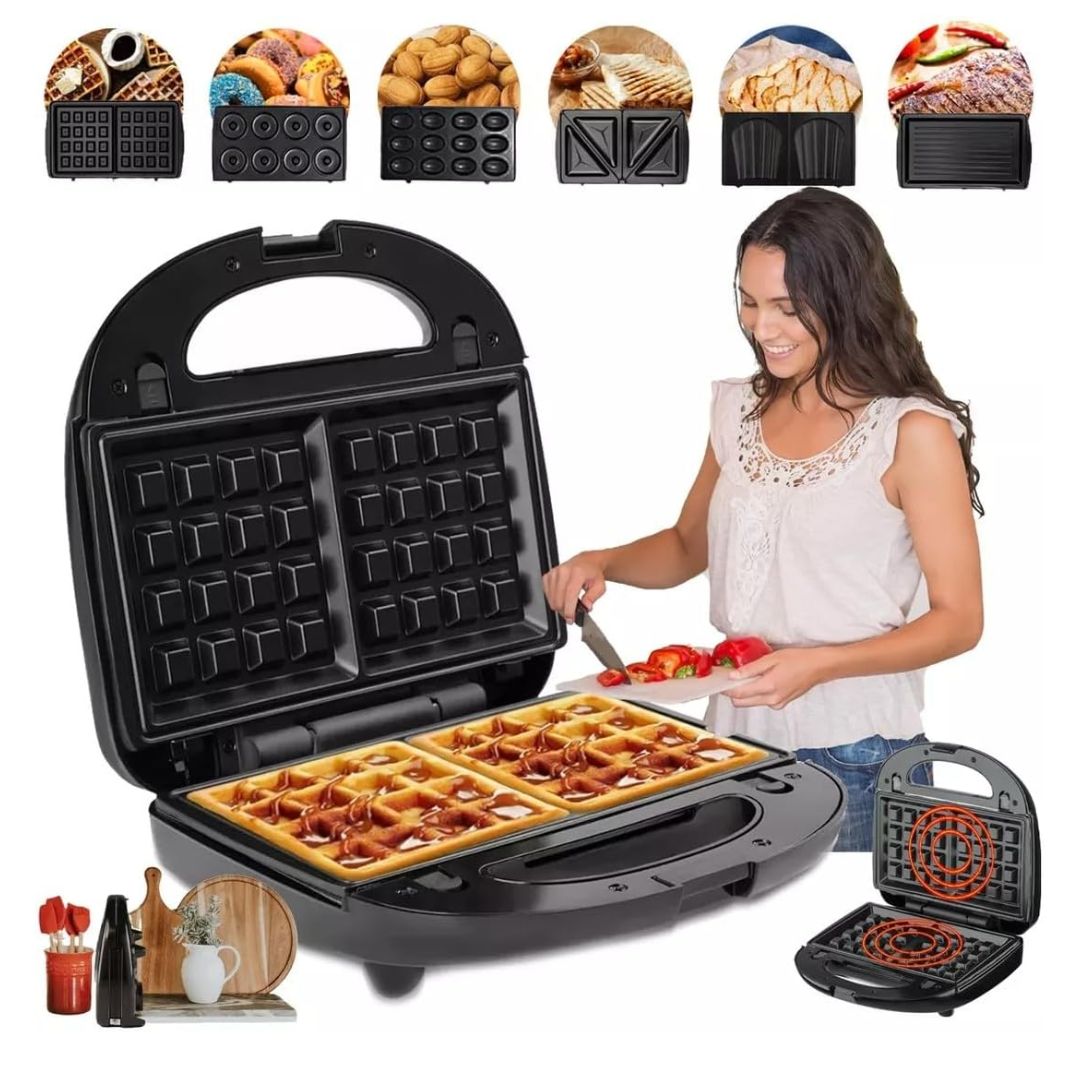 Maquina RAF Electrica Waflera Doble Cara Antiadherente 750W RAF R284H