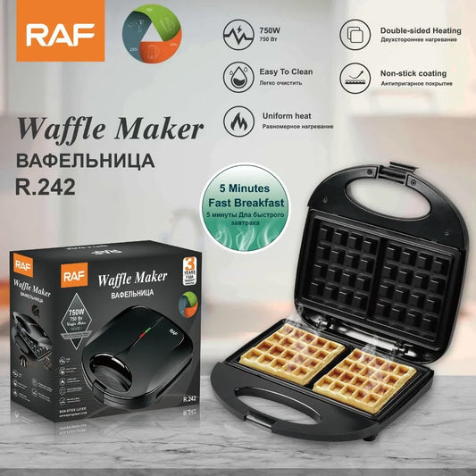 Maquina RAF Electrica Waflera Doble Cara Antiadherente 750W RAF R284H