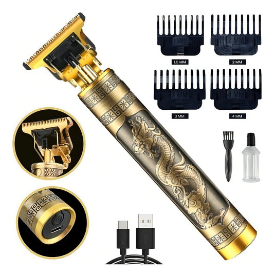 Recortadora de pelo Vintage inalámbrica, máquina de corte de pelo eléctrica, afeitadora portátil para peluquero, cortadora de pelo de carga rápida USB para peluquería