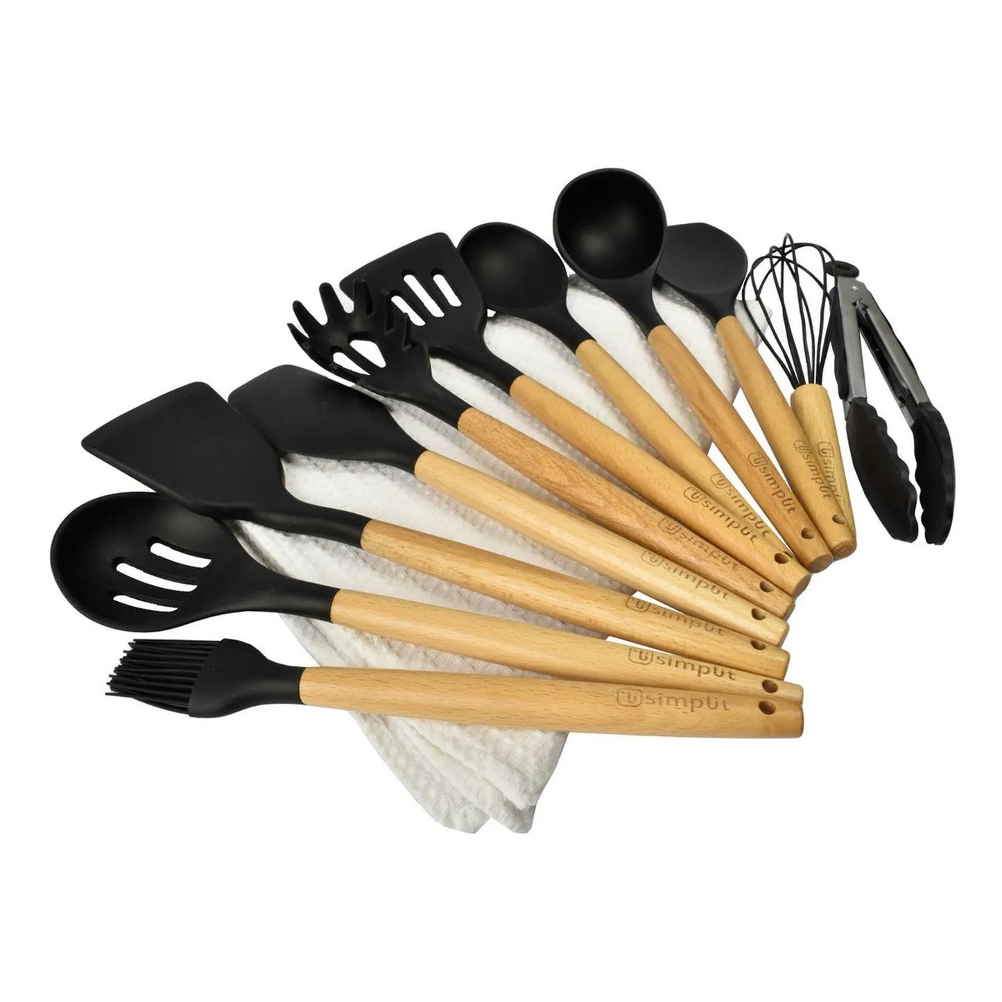 Set 12 Utensilios De Cocina Silicona Negro Simplit
