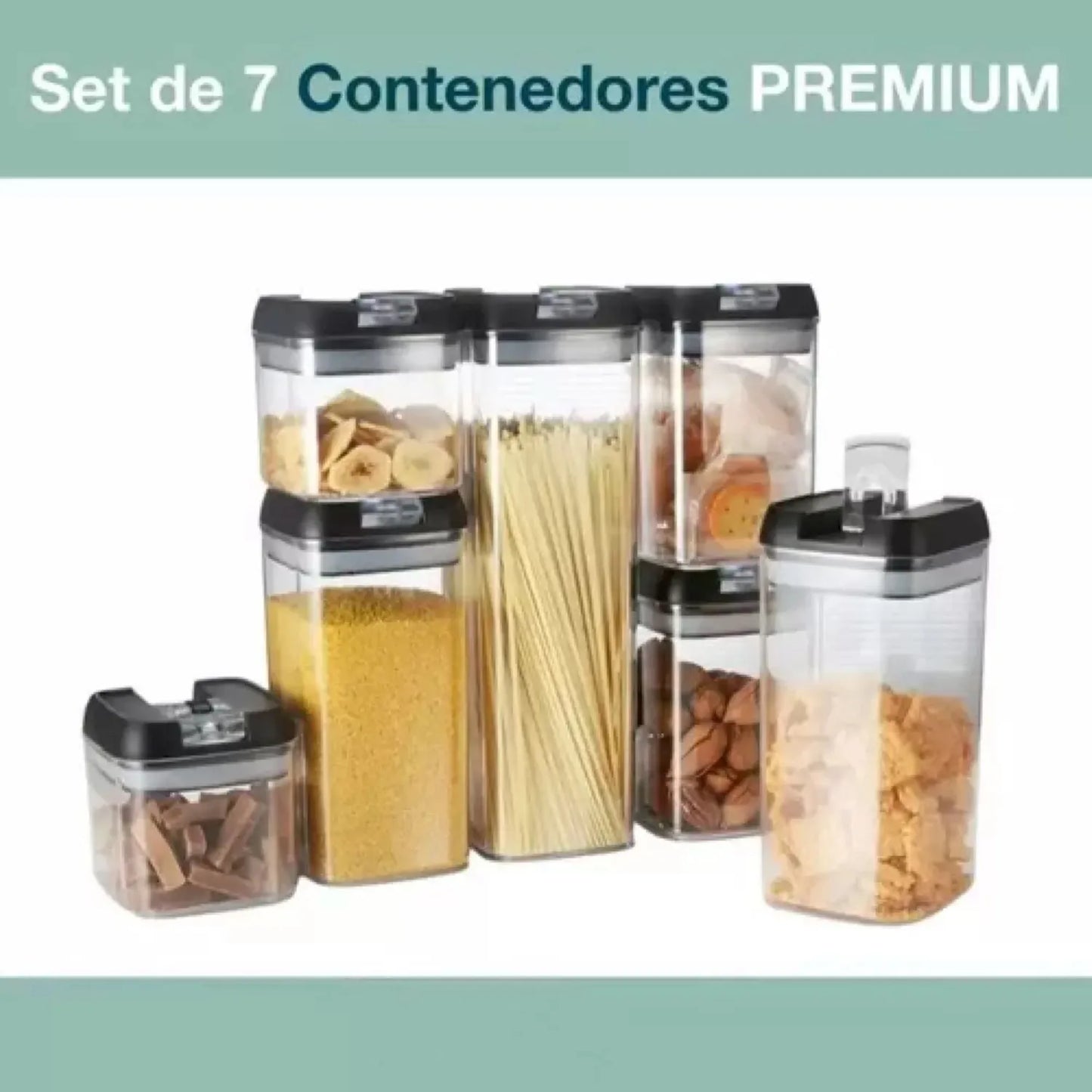 Set De 7 Contenedores Herméticos Cierre Facil