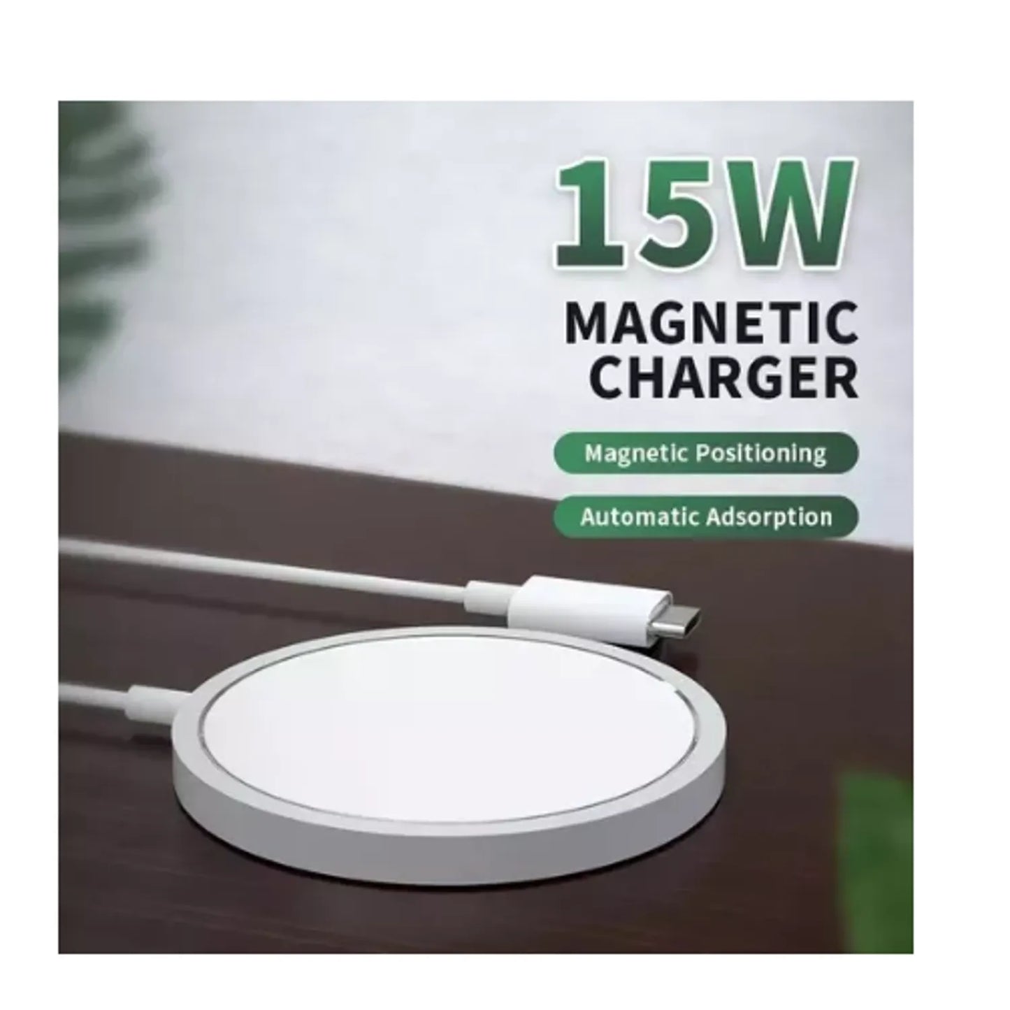 Cargador Magsafe Magnético Inalámbrico Compatible iPhone Color Blanco