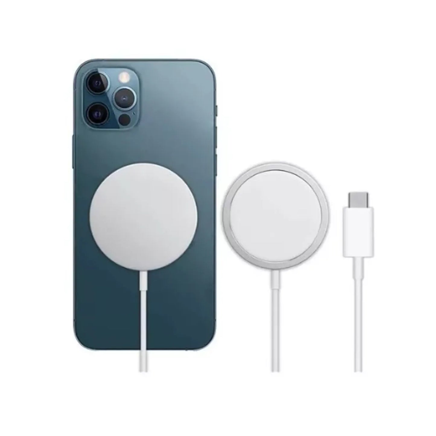 Cargador Magsafe Magnético Inalámbrico Compatible iPhone Color Blanco